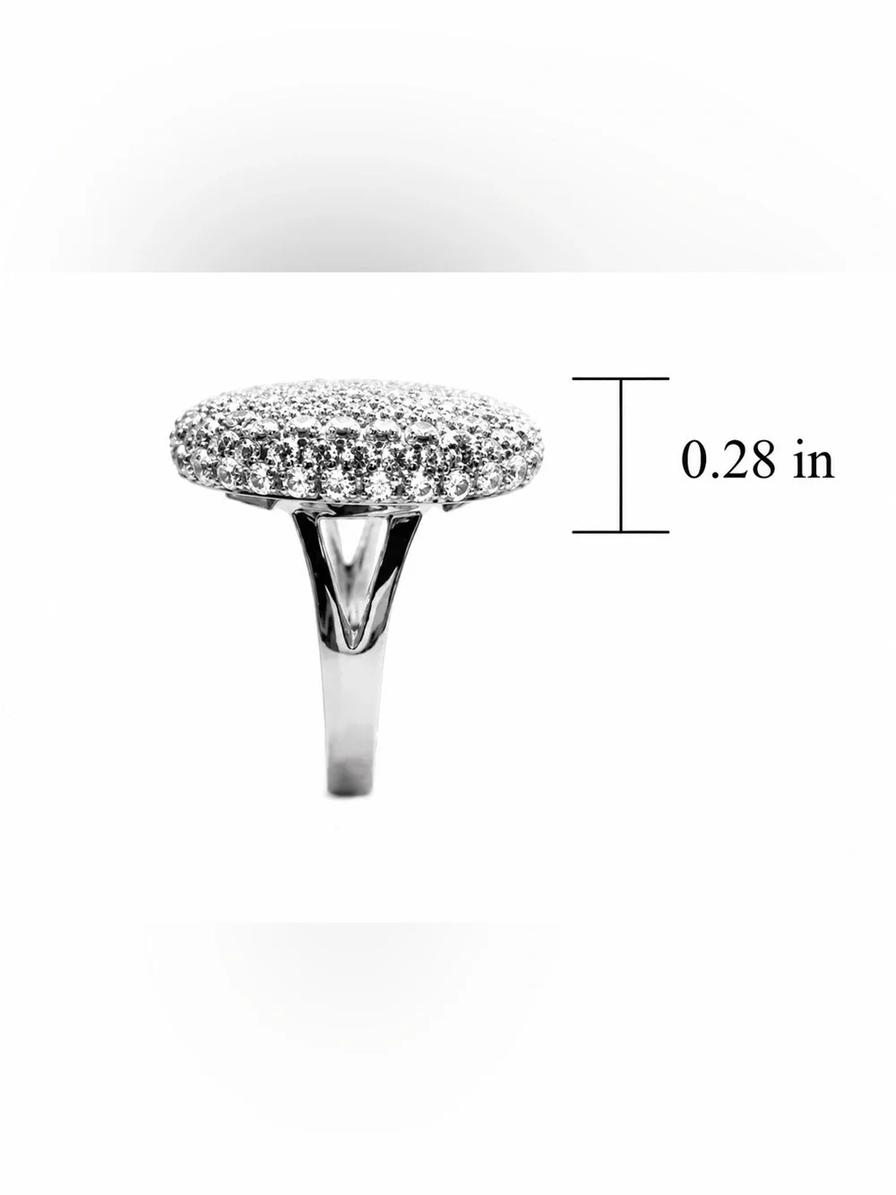Italian Jewelry Boutique Silver Plated Sparkling Crystal Cocktail Ring Sz 8 NWOT
